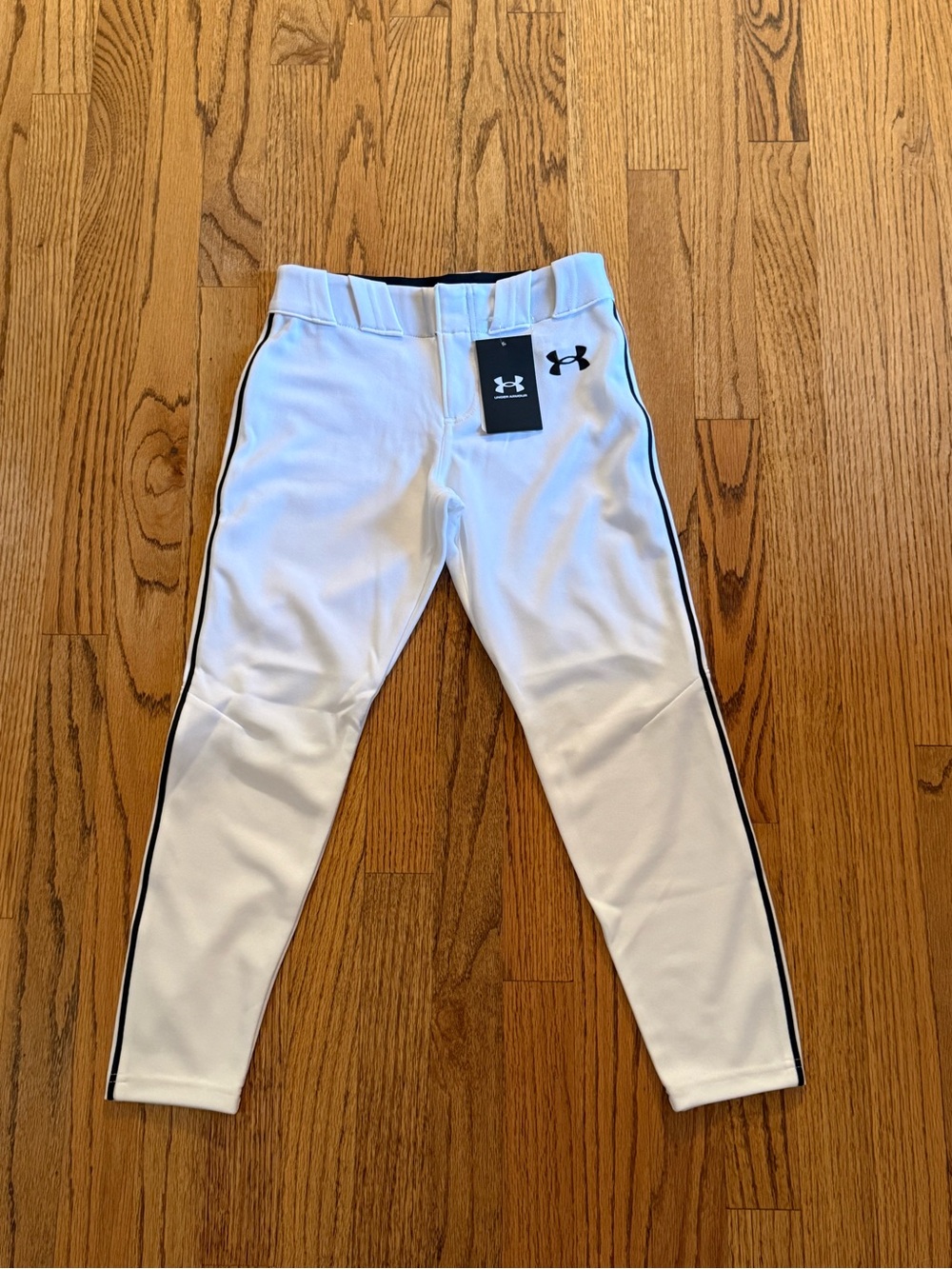 Under Armour Kids White Jogger Pants with Black Piping